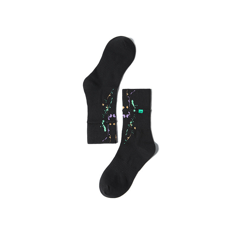 New Fake Two-layer Luminous Ink Splashing Sports Socks