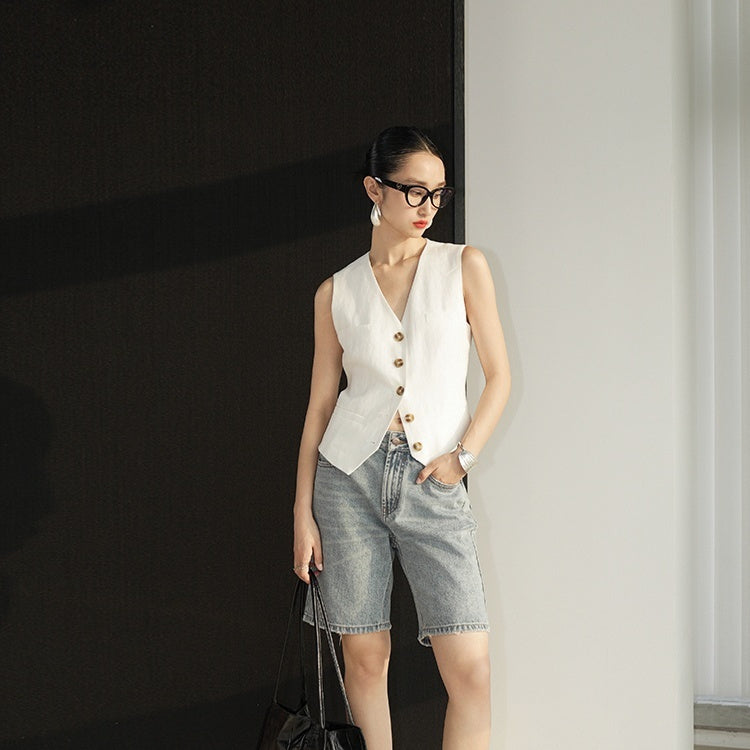 Summer Linen Vest Women's Sleeveless