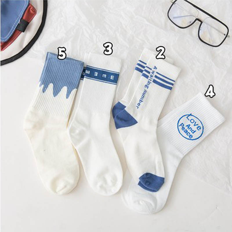 Cute Japanese Cartoon Blue Striped Stockings