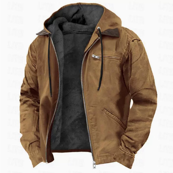 Casual Men's Fleece-lined Zip Pocket Jacket