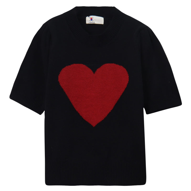 Love Short Sleeve Knitted Sweater Spring Korean Style