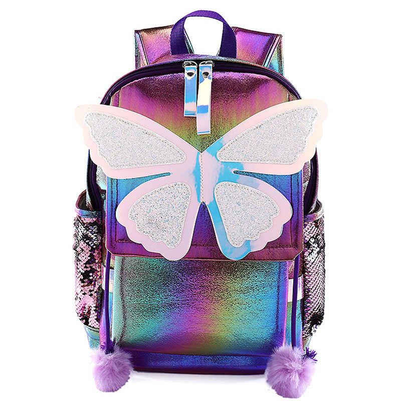 Sequined Butterfly Cute Backpack Female Korean Style Student Schoolbag Female