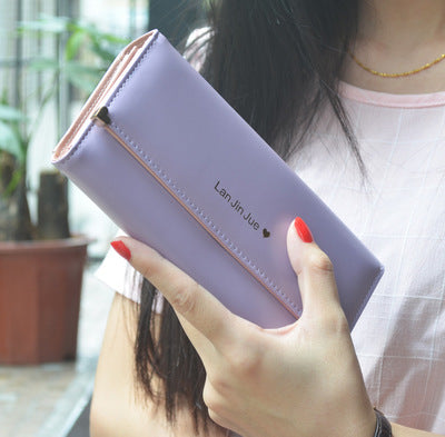 Tri-fold women's long wallet