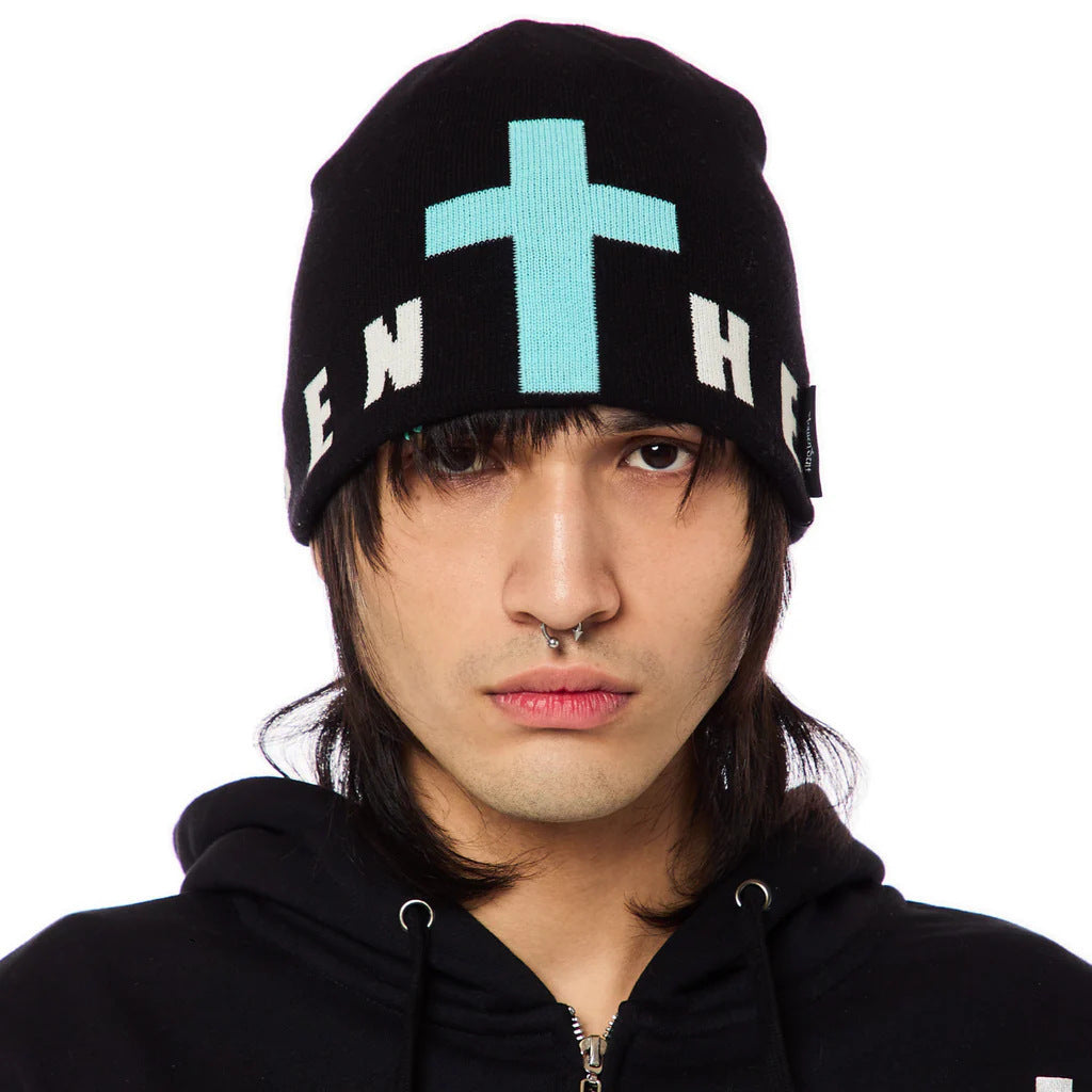 Harajuku Cross Pattern Jacquard Knitted Pullover Hat