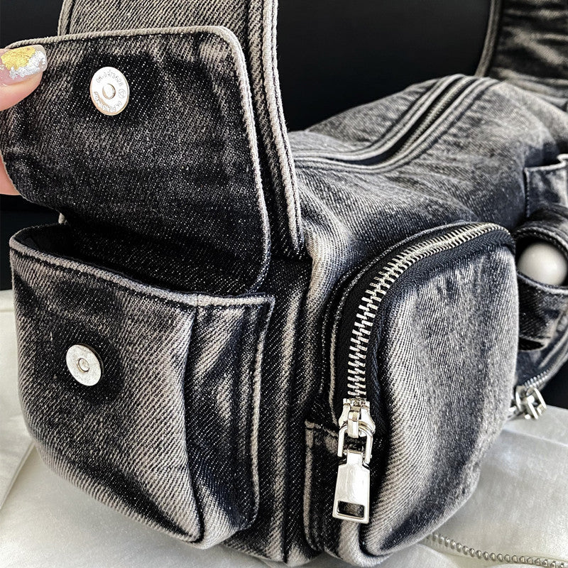 Niche Lokomotiv-stil Multifunktions Retro Denim Skuldertaske/Crossbody-taske