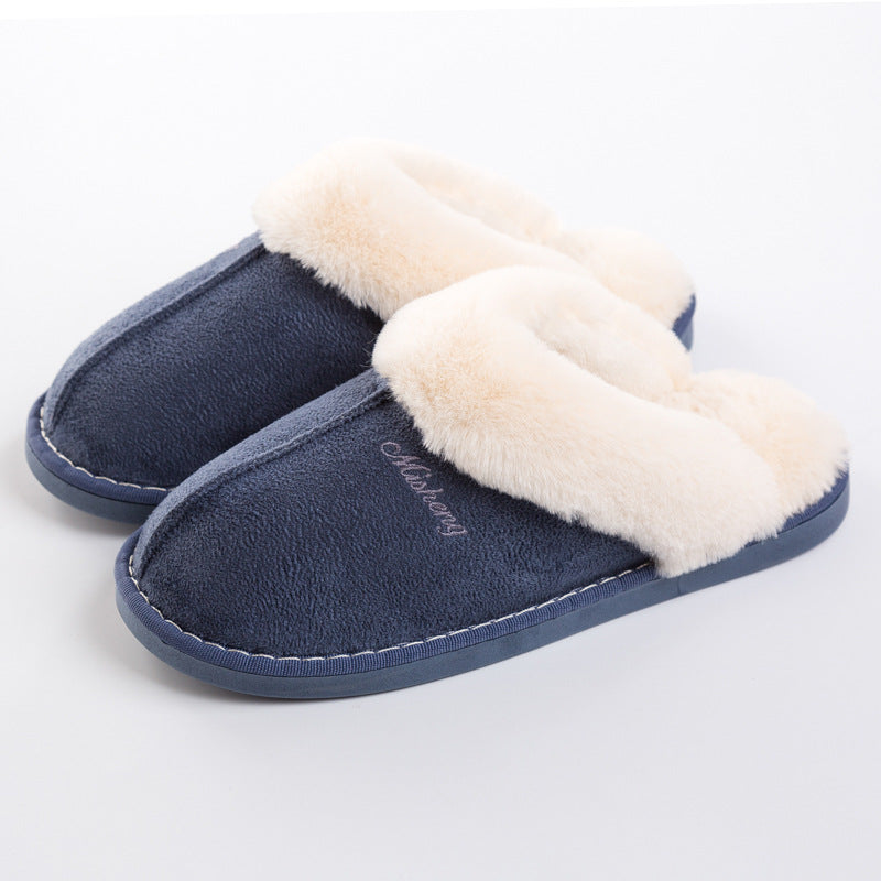Thermal plush indoor lovers non-slip cotton slippers