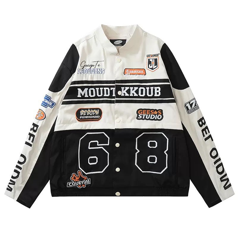 Four-Color Panel Detachable Biker Jacket