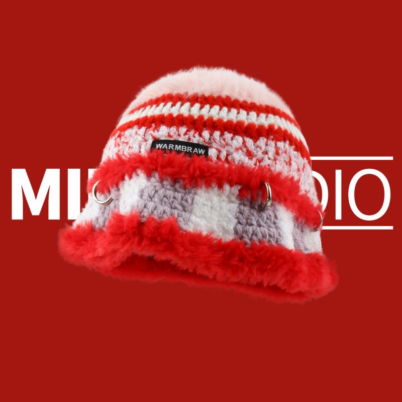 Crochet Woolen Bucket Hat Korean Punk Knitted