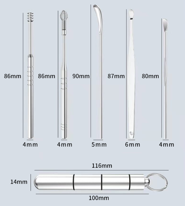 Fashion Stainless Steel Ear Pick 6-piece Set