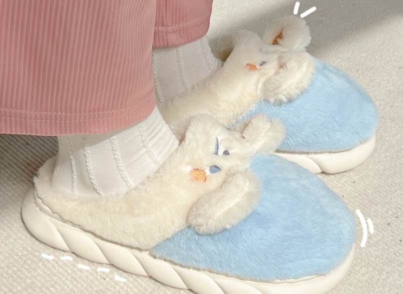 Women's Winter Home Plush Cotton Slippers Winter Platform Heel Covered Warm Student Dormitory