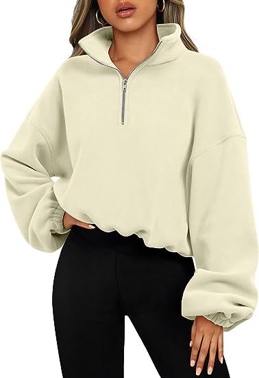 European And American Half Zipped Stand Collar Drawstring At Hem Polar Fleece Jacket