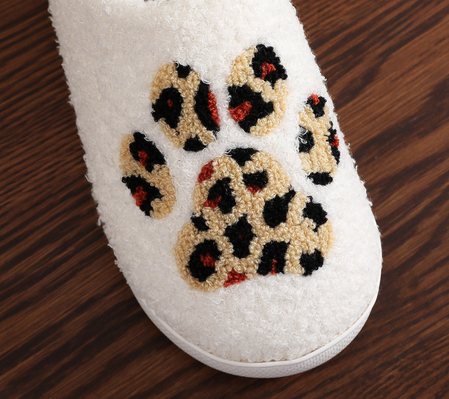 Cartoon Leopard Print Cat's Paw Cotton Slippers