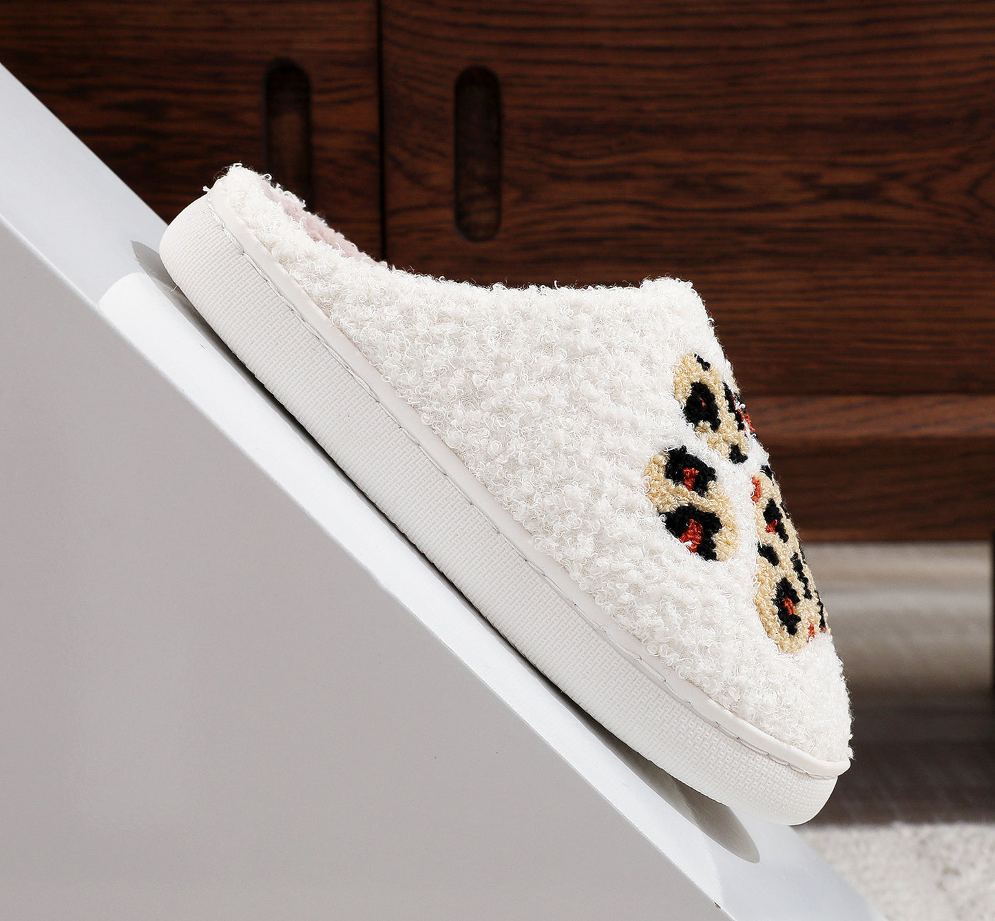Cartoon Leopard Print Cat's Paw Cotton Slippers