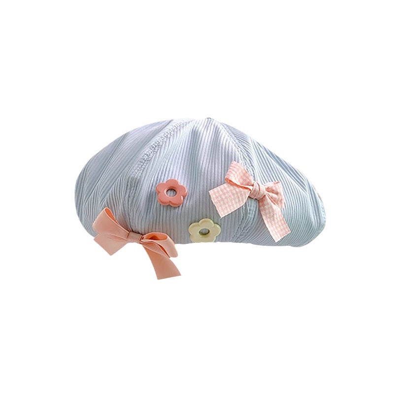 Bow Beret Female Sweet Cute Face Little Wild Clouds Octagonal Cap