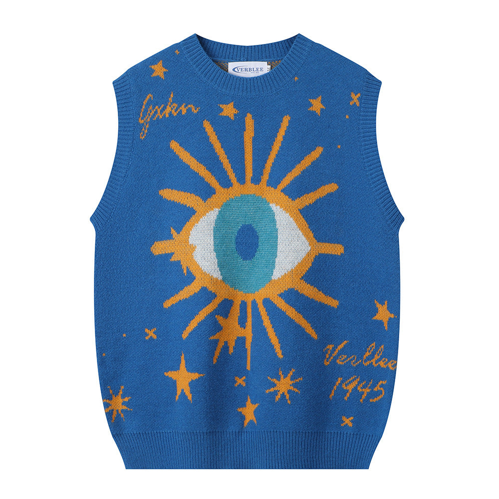 Eye Jacquard Herre Rundhalset Vest Sweater