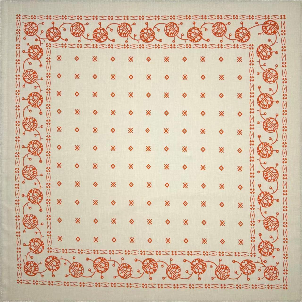 Cotton Vintage Printed Square Scarf Riding Pocket