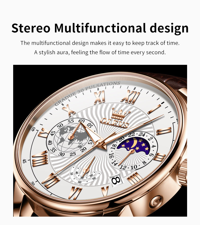 Multifunktionelt Business Quartz Ur Lysende Mænd