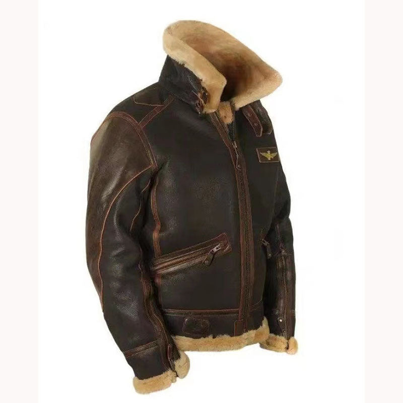 Autumn And Winter Brown Lapel Zipper And Pocket Zipper Regular Youth Casual Jacket