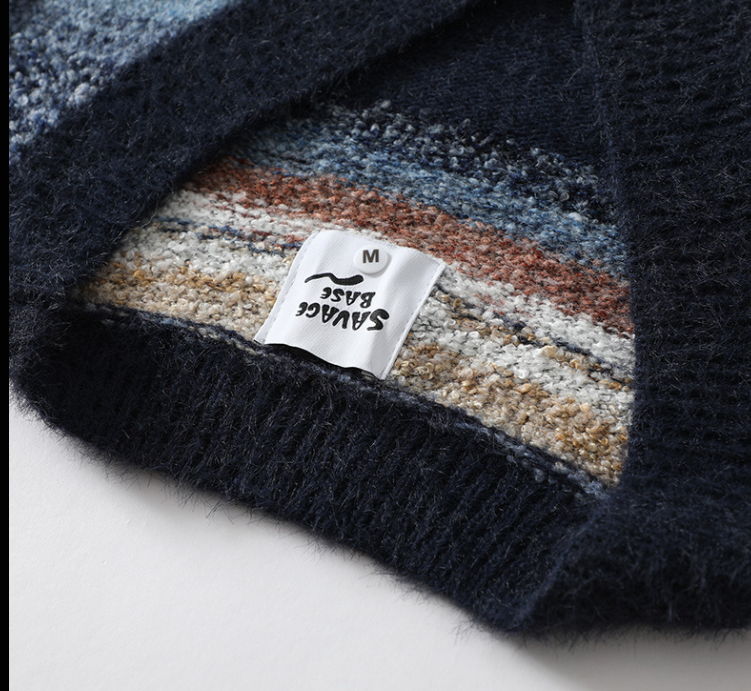 Men's Rainbow Striped Gradient Sweater Cardigan