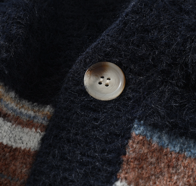 Men's Rainbow Striped Gradient Sweater Cardigan