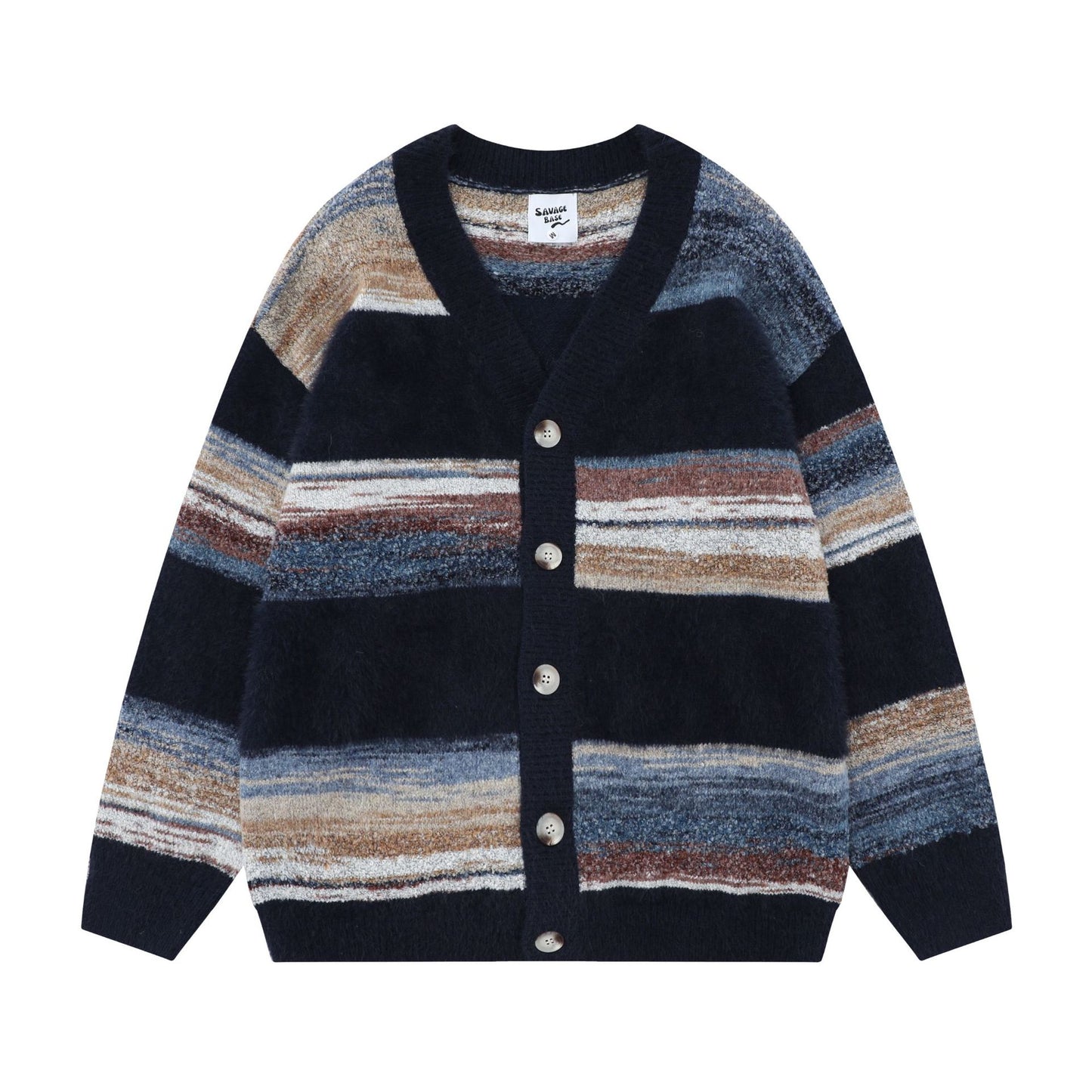 Men's Rainbow Striped Gradient Sweater Cardigan
