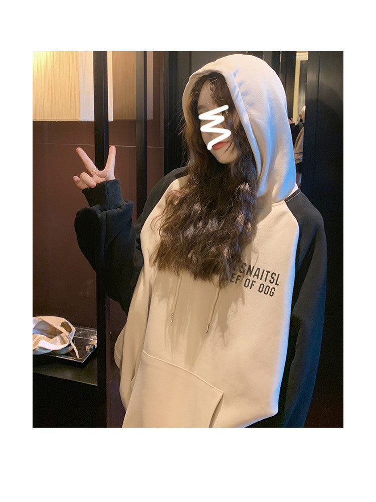Farveblok Hoodie Dame Forår Og Efterår
