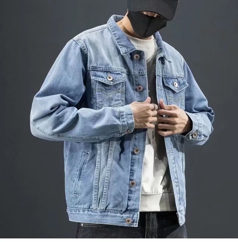 American Vintage Denim Jacket Male Spring And Autumn Korean Style Trendy