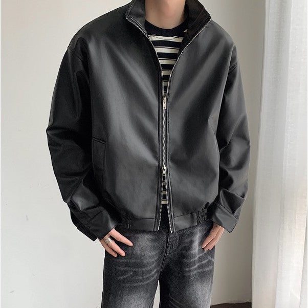 Fashion Profile Pu Jacket Men's Simple Clean Jacket