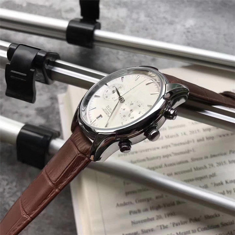 Men's waterproof leather quartz watch