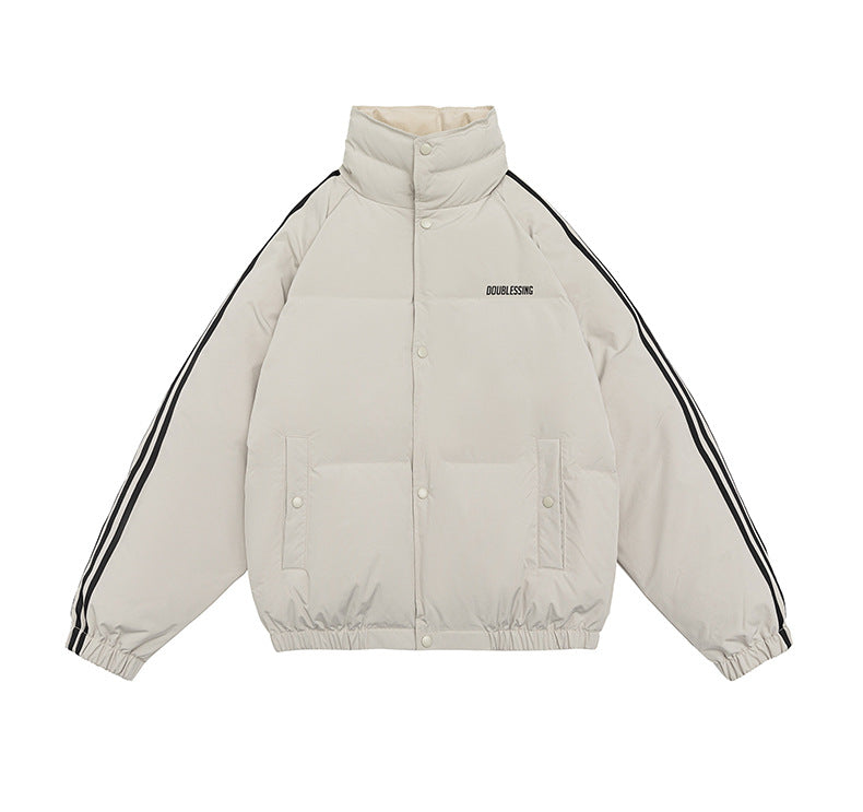 College Style Three-bar Casual Down Men's Student Bread Coat