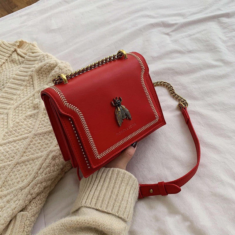 Small square bag chain shoulder all-match small bee rivet messenger bag