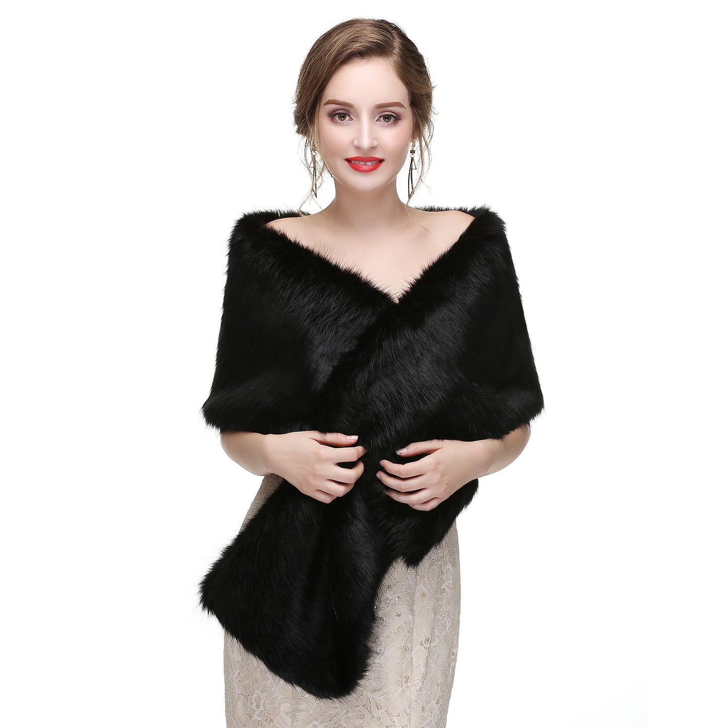 Wedding Dress Fox Fur Waistcoat Winter Warm Fur Shawl
