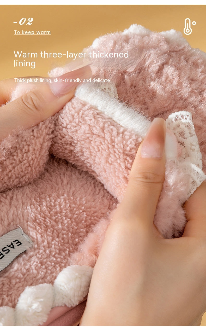 Fluffy Slippers Eva Home Japanese And Korean Style Minimalist Bowknot
