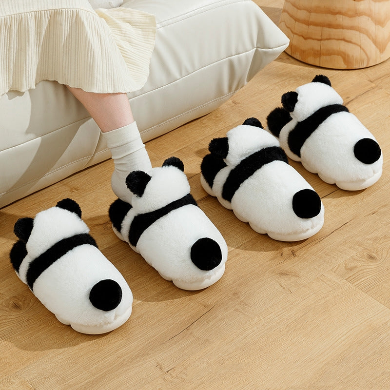 Winter Three-dimensional Panda Fleece-lined Thickened Cotton Slippers
