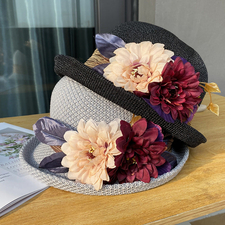 Elegant Off-the-face-hat Round Crown Women's Fashionable Knitted Breathable Bucket Hat
