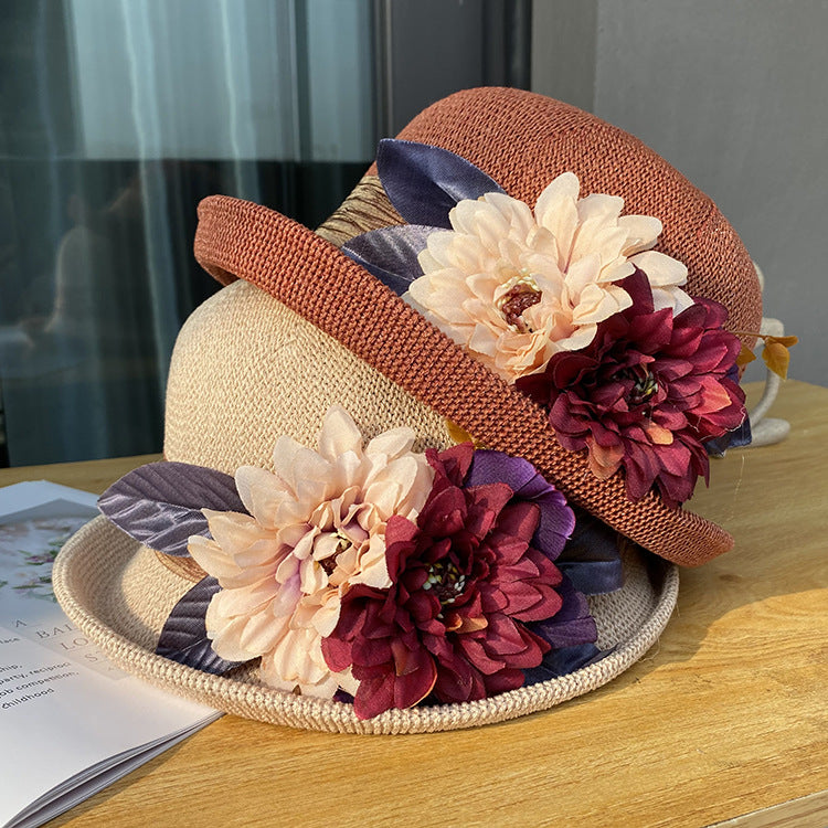 Elegant Off-the-face-hat Round Crown Women's Fashionable Knitted Breathable Bucket Hat
