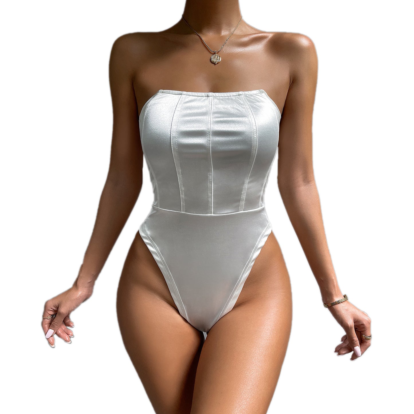 Dame stram underdelsskjorte Slim Fit heldragt