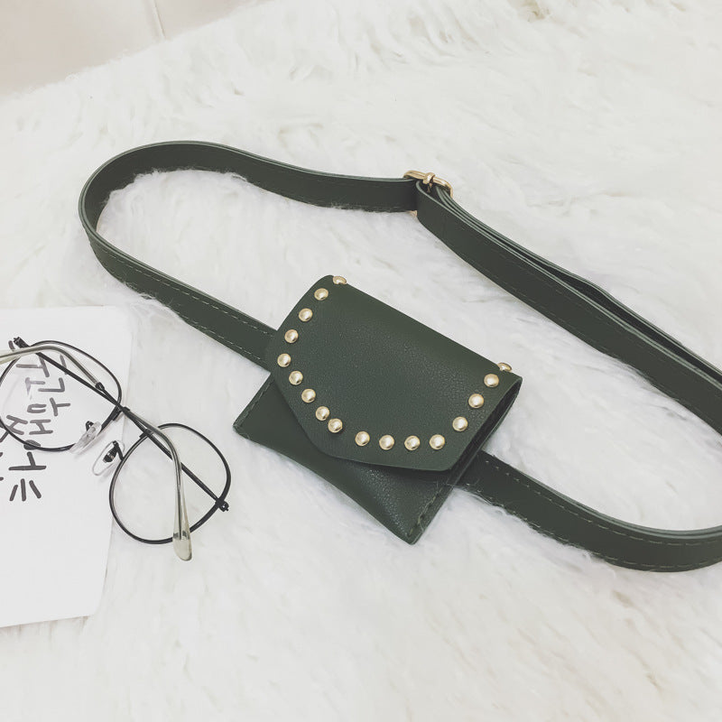 Children's Mini Square Bag Rivet Messenger Bag Waist Bag