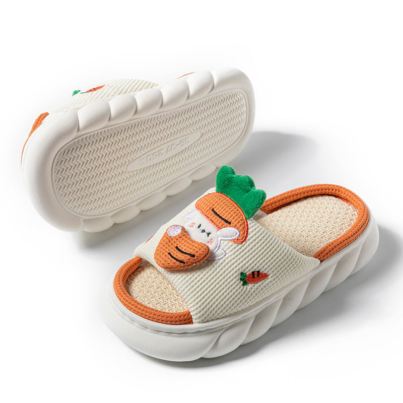 Thick Toe Linen Female PVC Slippers
