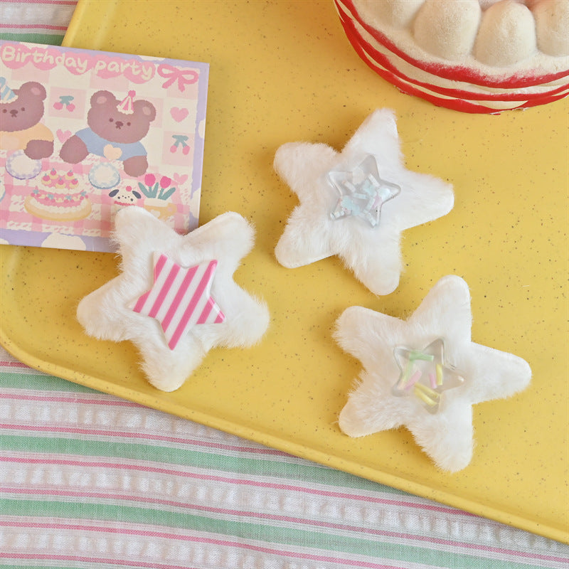 Plush Five-pointed Star Bangs Hairpin