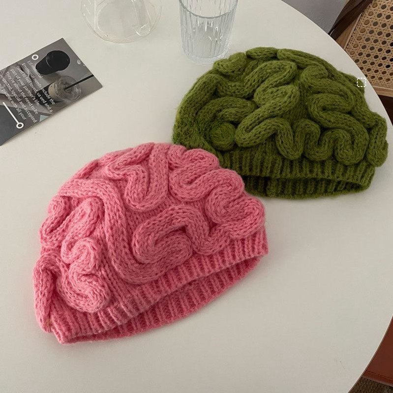 Men's And Women's Same Brain Flower Knitted Hat
