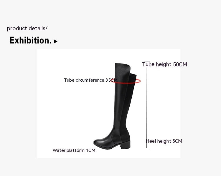 Paint Boots Long Thick Heel Women