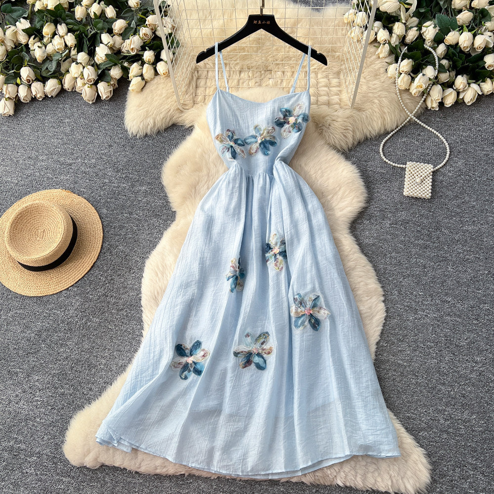 French-style Vacation-look Sweet Strap Dress For Women