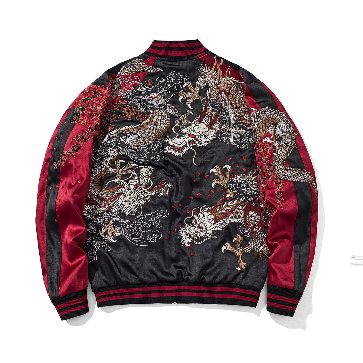 Heavy Duty Embroidered Divine Beast Flying Dragon Mens Casual Baseball Jacket