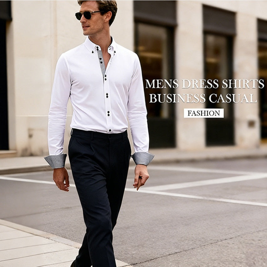 Men's Casual Business Plus-Size Long-Sleeve Shirt