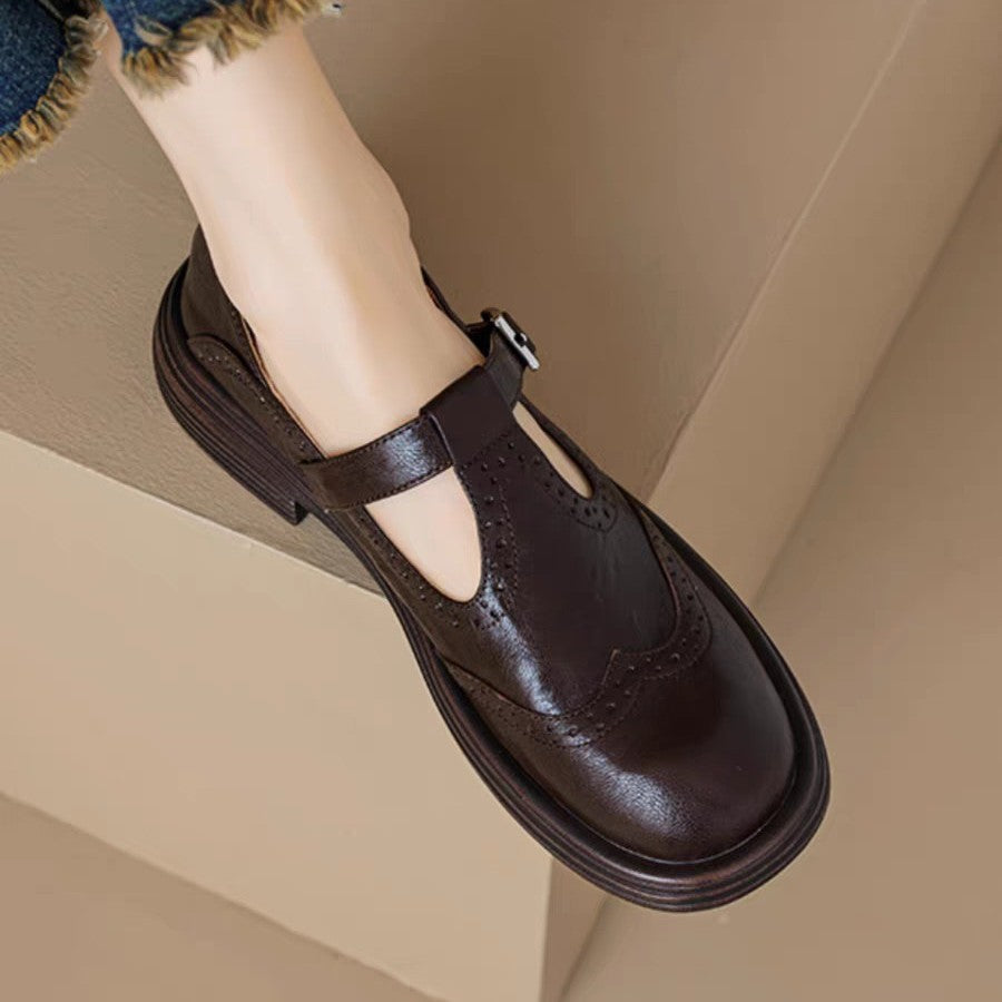 Fashion Women's Flat British Style Leather Shoes