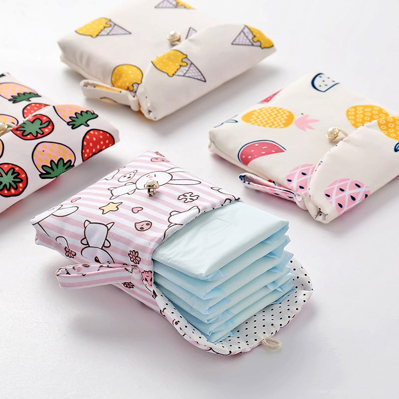 Travel Aunt Towel Storage Bag Portable Cartoon Napkins Dispenser Bag Sanitary Napkin Pouch