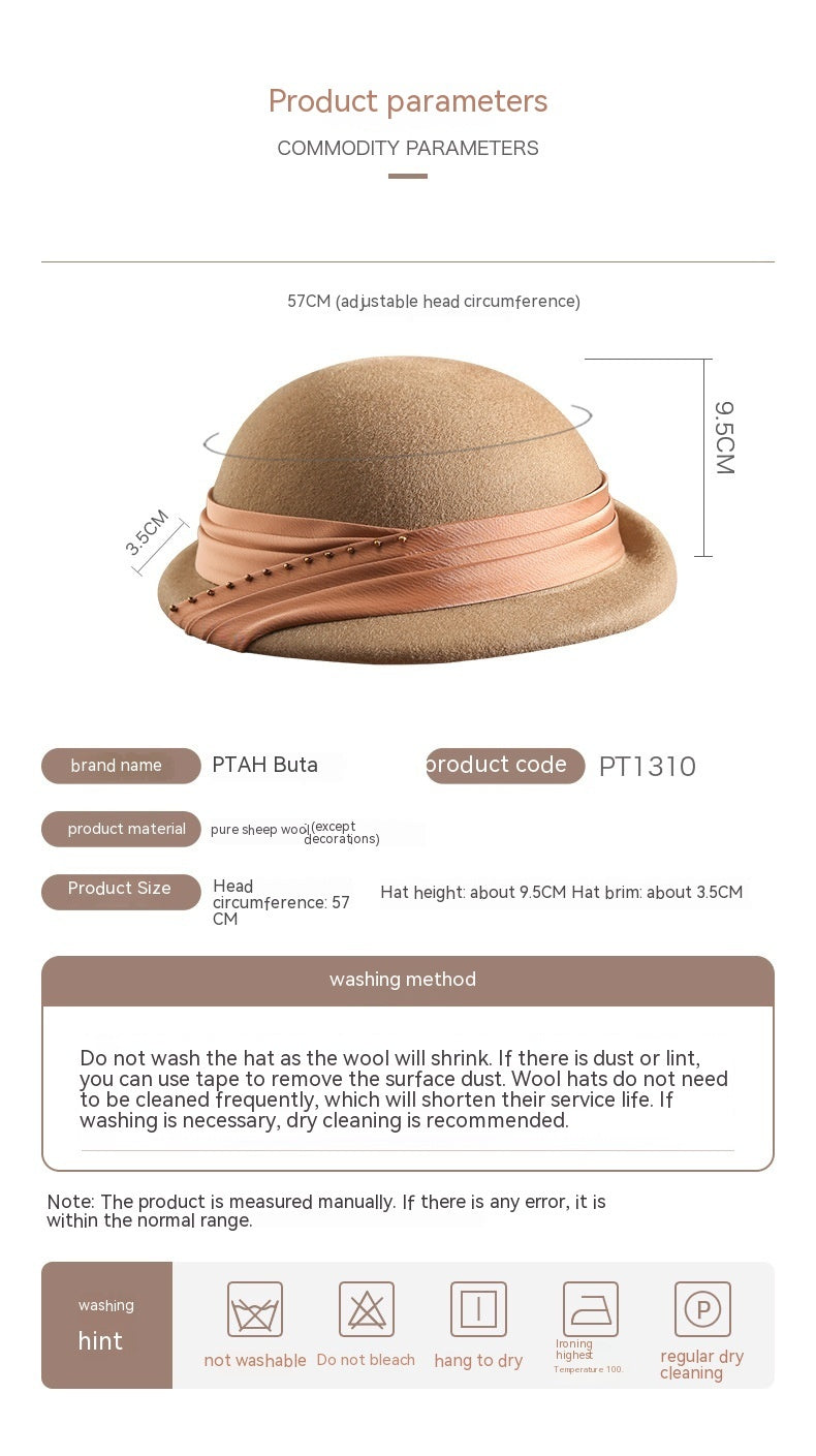Women's Autumn And Winter Fashion All-match Face-looking Small British Wool Ptah Beret