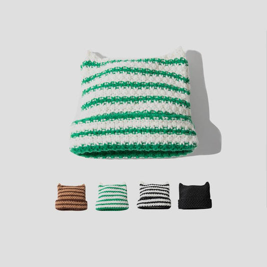 Keep Warm Cute Cat Ears Korean Fashion Stripes