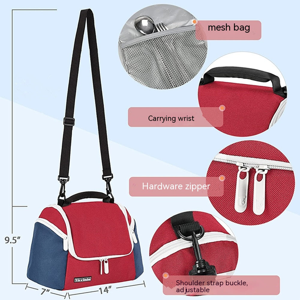 Women's Men's Thermal Insulation Lunch Box Leakproof Heat Insulated Bag Lunch Bag Refrigerated Handbag Red